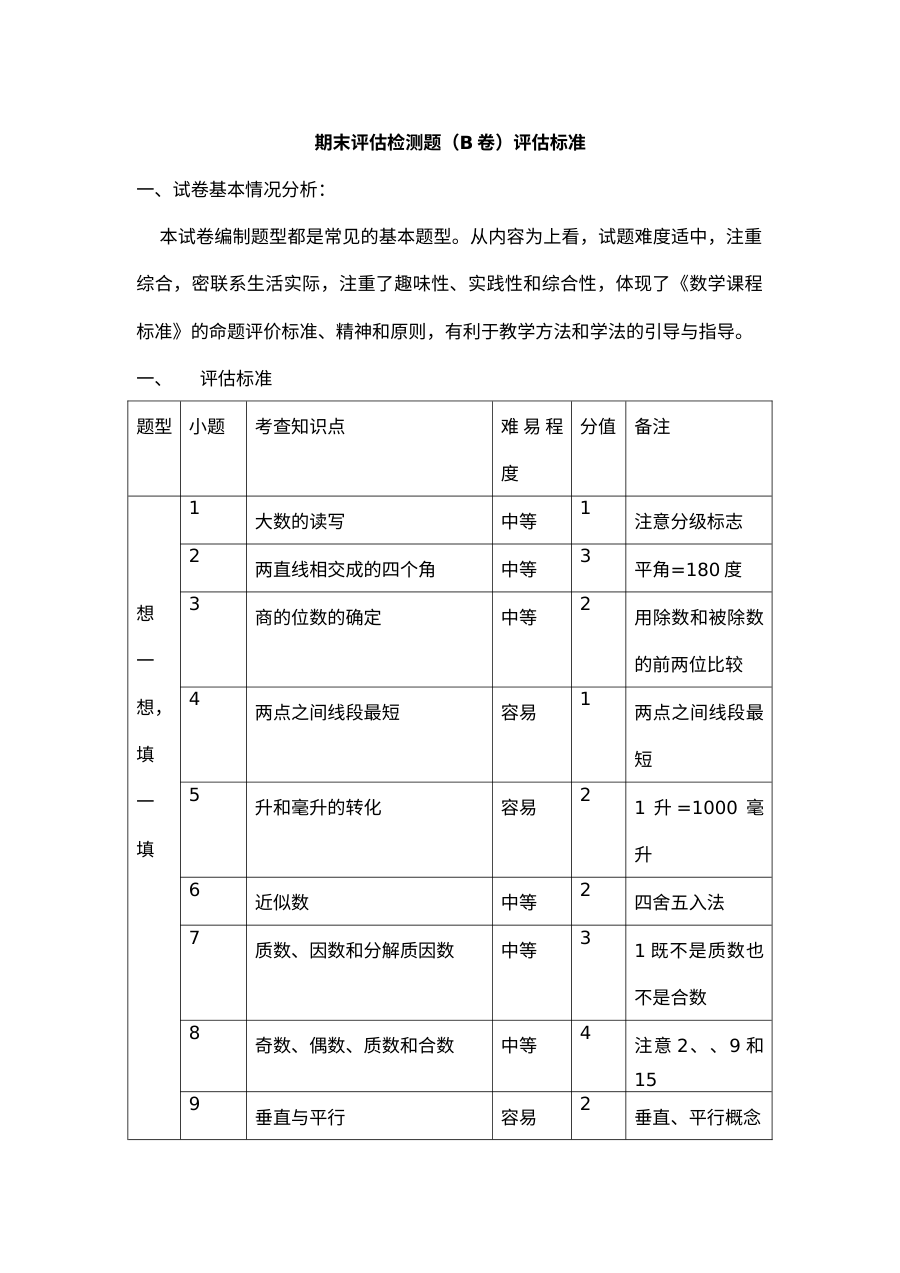 2021年四年级数学上册期末测试题及答案二【冀教版】