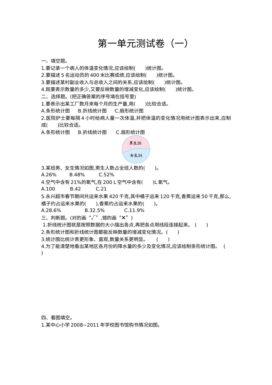 2020-2021学年第二学期苏教版六年级数学第一单元测试题及答案一