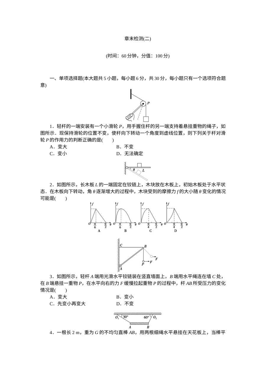 人教版高三物理一轮复习相互作用专题训练题（含答案解析）