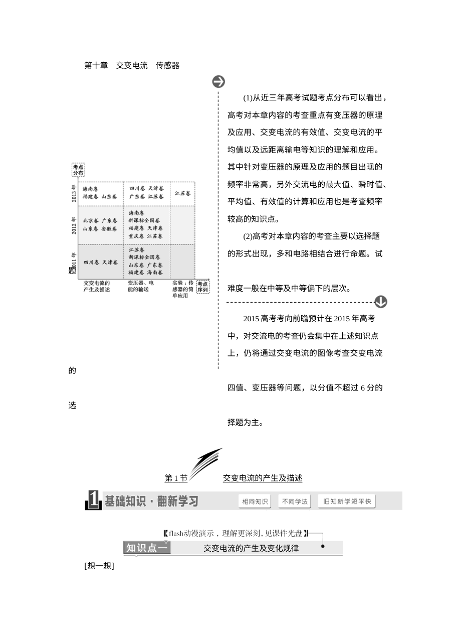人教版高三物理高考一轮复习：交变电流与传感器专题训练（含答案解析）
