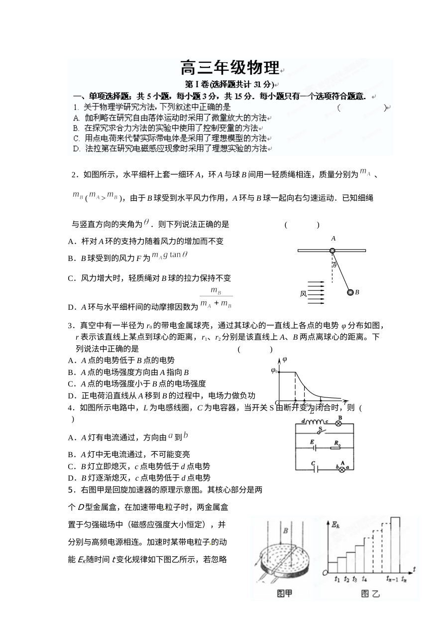 人教版高三物理综合练习题（二）