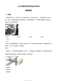 2023年山东省枣庄市中考物理真题（人教版·解析版）