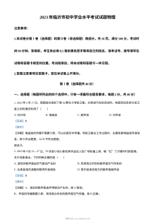2023年山东省临沂市中考物理真题（人教版·解析版）