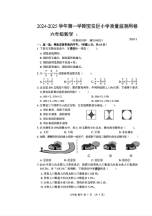 广东省深圳市宝安区2024-2025学年六年级上学期数学期末试题（人教版）