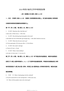 2024年四川省内江市中考英语真题（人教版）