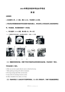 2024年山东省枣庄市中考英语真题（人教版）
