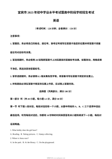 2023年四川省宜宾市中考英语真题（原卷版）