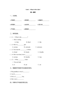 2021年Unit 5 What is he like课堂练习题及答案【陕旅版】