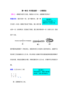 2021年第一单元今天我当家――小数乘法检测题解析【青岛版】