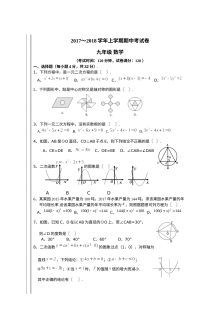 上学期九年级数学期中考试卷