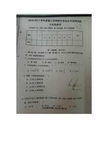 文安县2016-2017学年第二学期七年级数学期中试卷及答案