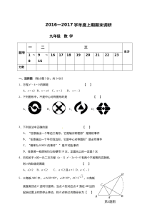 西华县2016-2017学年度九年级上学期数学期末考试试卷（人教版含答案）