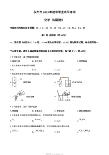 2023年湖南省永州市中考化学真题（原卷版）