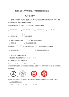 2016-2017学年第一学期临沂市兰陵县九年级数学期末试卷（人教版含答案）