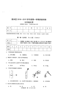 天津市蓟州区2018-2019学年第一学期九年级化学期中考试试卷（人教版含答案）
