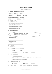 2021年人教版小学六年级英语上册Unit 6 Part B第4课时练习题（含听力）及答案