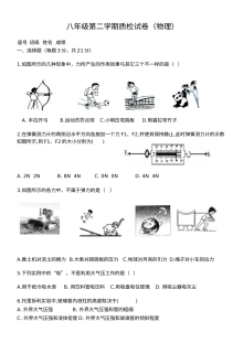 2019年人教版八年级下册物理期中考试试卷