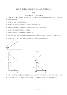 2025年湖南省高考物理真题试卷（人教版·新高考）