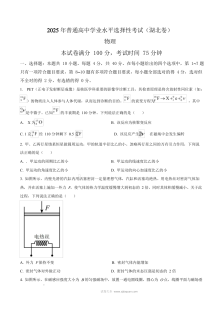 2025年湖北省高考物理真题试卷（人教版·新高考卷）