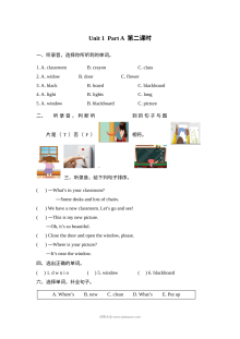2021年人教版小学四年级上册英语Unit1 Part A第二课时同步练习（含听力与答案）