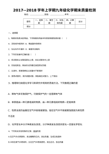 2017-2018学年上学期九年级化学期末考试卷（人教版）含答案与解析