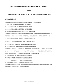 2024年高考生物试卷（安徽）