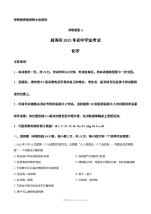2025年山东省威海市中考化学真题（人教版）