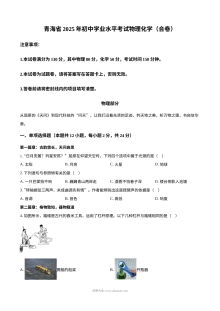 2025年青海省中考物理真题（人教版·初三）