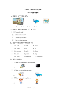 2021年人教版PEP小学五年级英语上册Unit 5 Part A第一课时练习题（含听力）及答案