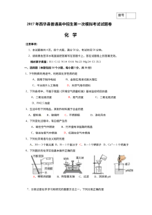 河南省西华县2017年中考第一次模拟考试化学试卷（人教版）含答案