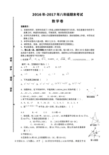 衡阳市2016-2017学年下学期八年级数学期末考试试卷（人教版含答案）