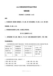 2024年山东省青岛市初中学业水平考试地理真题（人教版）