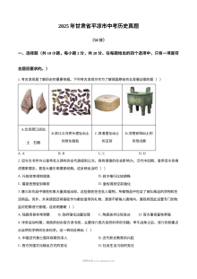 2025年甘肃省平凉市中考历史真题（人教版·初三）