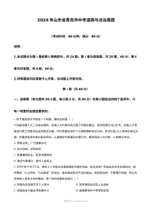 2024年山东省青岛市初中学业水平考试道德与法治真题试卷（人教版）