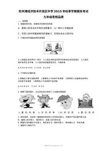 广西钦州港经济技术开发区九年级道德与法治上学期期末考试试卷（人教版，含答案）