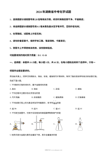 2024年湖南省中考化学真题（人教版）初三学业水平考试试卷