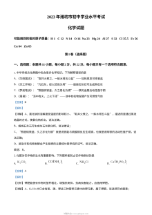 2023年山东省潍坊市中考化学真题（人教版·解析版）