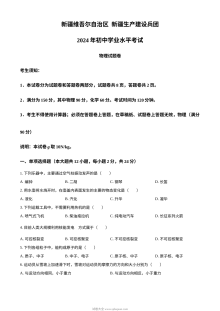 2024年新疆维吾尔自治区初中学业水平考试物理真题（人教版）