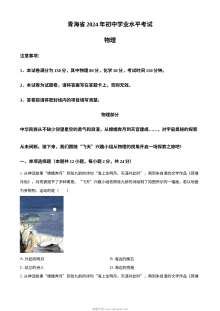 2024年青海省中考物理真题（人教版）