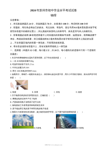 2024年江苏省苏州市中考物理真题试卷（人教版）