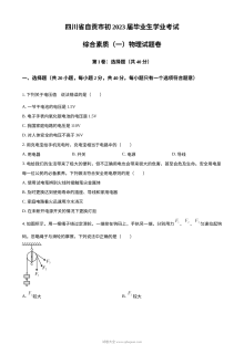 2023年四川省自贡市中考物理真题（原卷版·人教版）